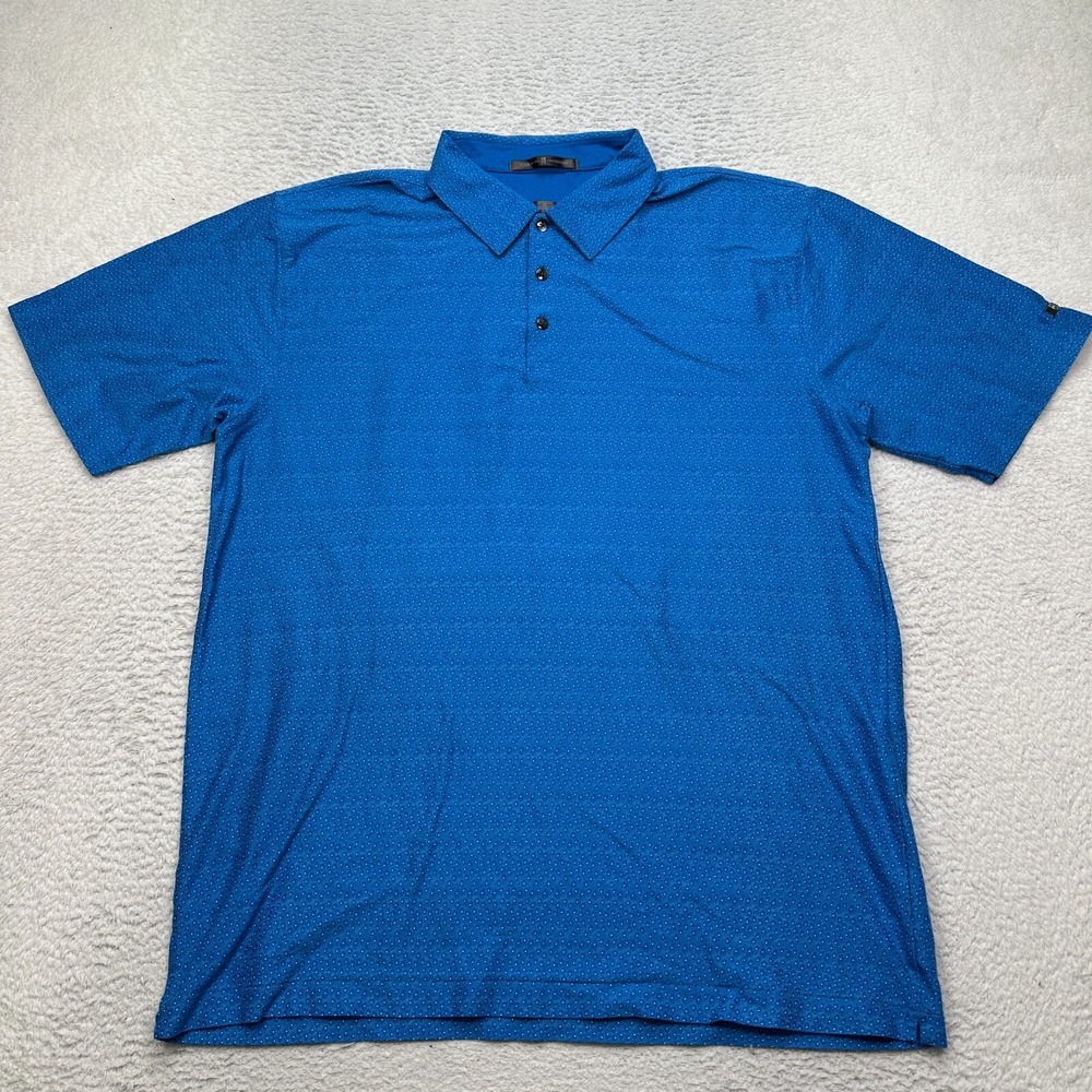 Tiger Woods Golf Polo Shirt Mens Size‎ XL Blue Geometric Short Sleeve Henley